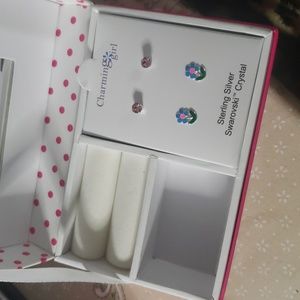 Swarovski crystal sterling silver earrings 2 set kids